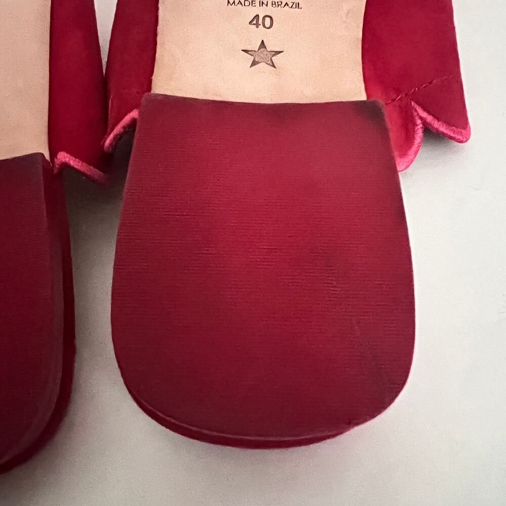 Isa Tapia Nueva Scalloped Slide Sandals In Lipstick Red Size 40 EU - Picture 12 of 14